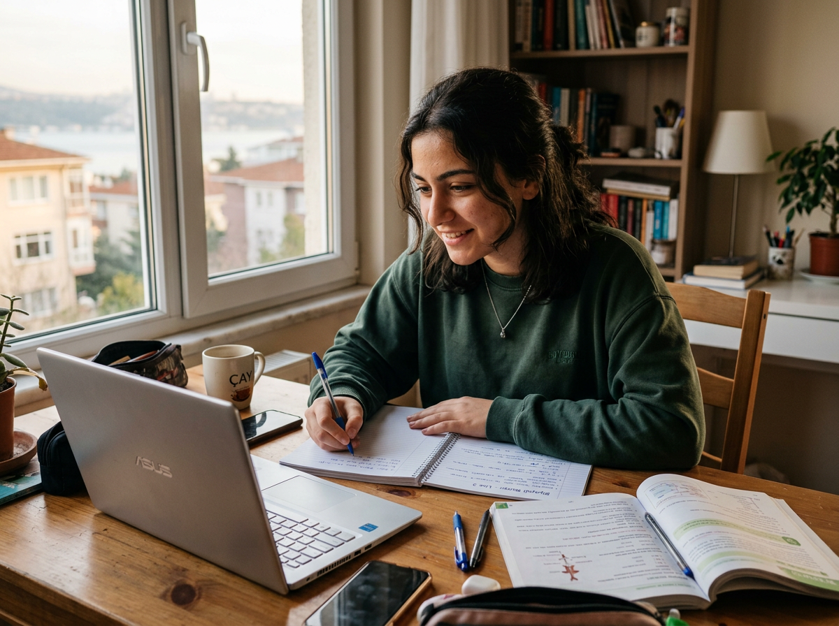 Öğrenci ders çalışırken